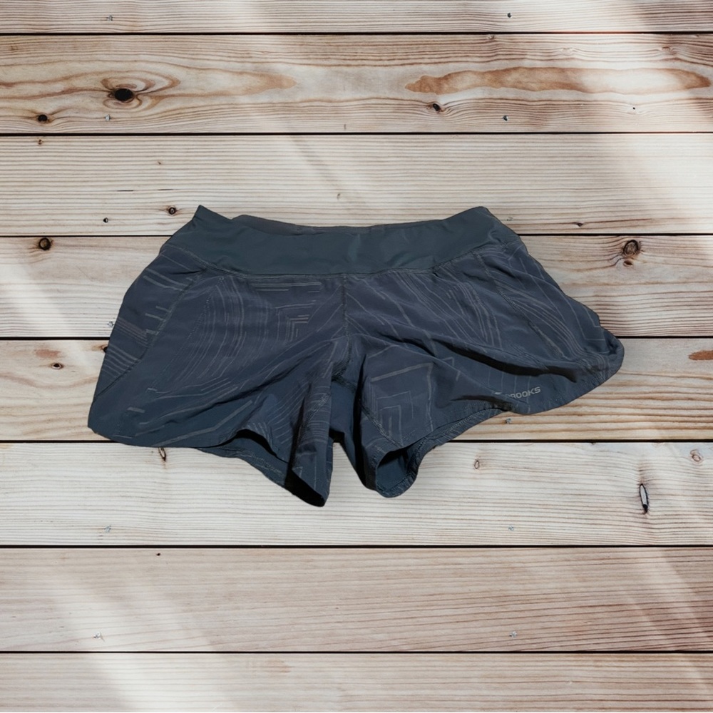 Brooks Chaser Running Shorts 3” with Liner Size Medium Black and Gray Pattern - Picture 1 of 6